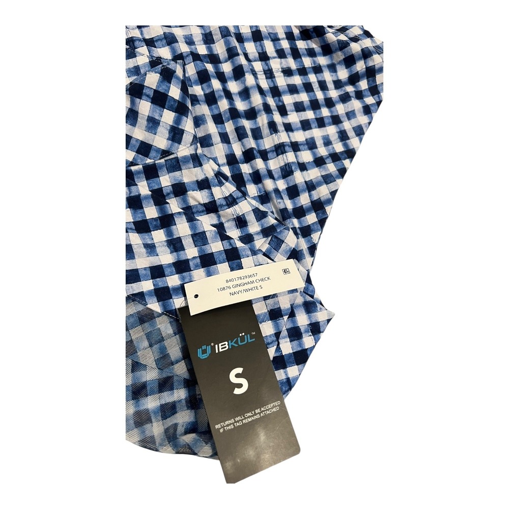 IBKUL Navy/White Gingham Mock‎ Zip Long Sleeve Top UPF 50 Small NWT - Picture 6 of 16
